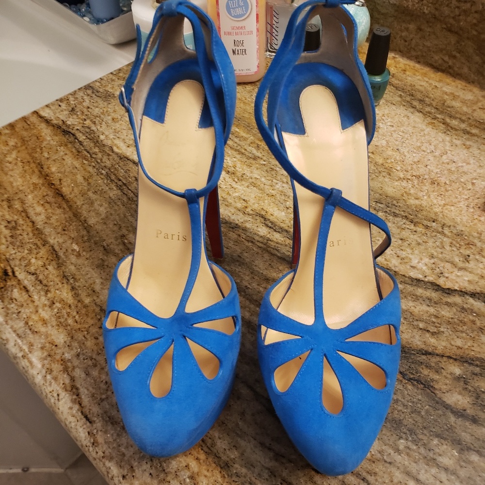 Christian Louboutin Blue Suede Pumps Size 9.5 -